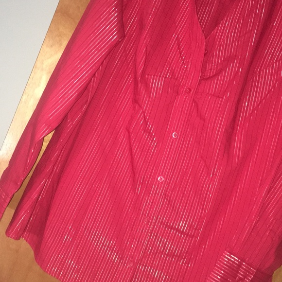 0X Fashion Bug Striped Shimmer Button Down Top - Picture 5 of 13